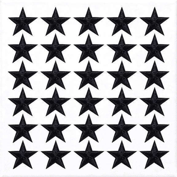 TUWAFE 30Pcs Black Star Iron on Patch,1"Sew on Star Embroidered Patches,Iron on Patches Embellishments for Clothes,Hats,Jackets,Backpacks,Star Decor,Appliques Decoration(Black,1")
