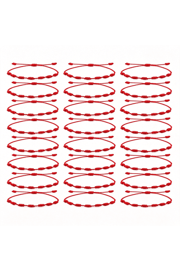 30Pcs String Bracelets Lucky Friendship Cord Bracelet Adjustable Handmade Red 7 Knots Rope Bracelet Kabbalah Amulet for Protection Good Luck Traditional Red Bracelet