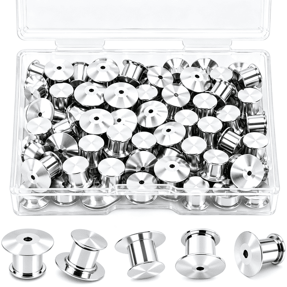 TUWAFE 35Pcs Locking Pin Backs,Metal Pin Back Locking,Pin Keeper Clasp for Backpacks,Pin Holder for Craft Making,Enamel Pins Badge Accessories Pin Backs