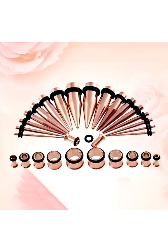36Pcs Ear Stretching Tapers Kit Stainless Steel Ear Gauges Body Piercing Jewelry Septum Stretching Kit, Black