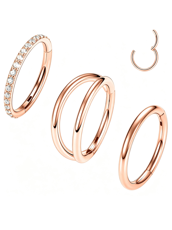3Pcs Double Nose Rings Double Nose Hoops 316L Surgical Steel Cartilage Earrings 20G/18G/16G Septum Rings Conch Piercing Helix Lip Rook Daith Tragus Pierxing Jewelry 6Mm to 12Mm