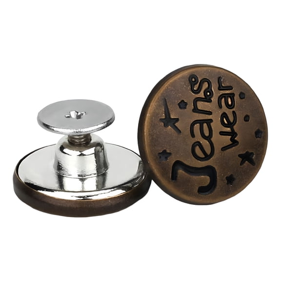 TUWAFE 3X 17mm Replacement Jean Buttons, No Sew Instant Detachable Pants Button for Jeans, Skirts, Shorts, Bronze Classic