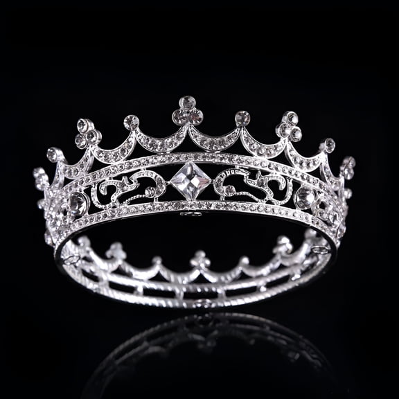 TUWAFE 4.5Cm High Full Crystal King Wedding Bridal Party Pageant Prom Tiara for Wedding,Prom,Pageant,Party Round Crown King Crown
