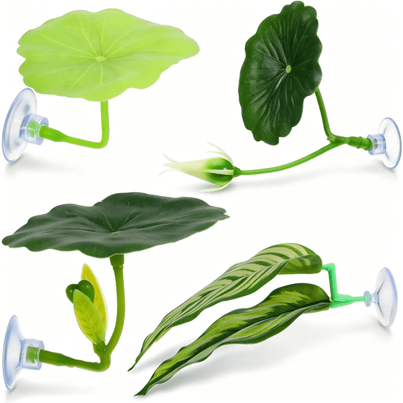 TUWAFE 4 Pack Betta Fish Hammock Plant Leaf Pad,Improves Betta Health by Simulating the Natural Habitat,Fish Spawning Grounds Breeding Resting Bed,Fish Tank Accessories Aquarium Dcor