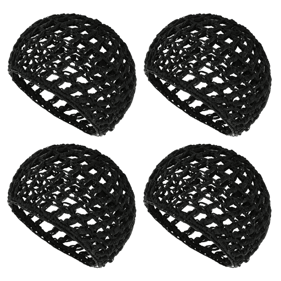 TUWAFE 4 Pack Hair Nets Cap Crochet Knit Snood Bonnets Sleeping Hairnet Fitted Hair Cover Wrap Comfortable Haircare Wave Cap Hair Nets for Sleeping