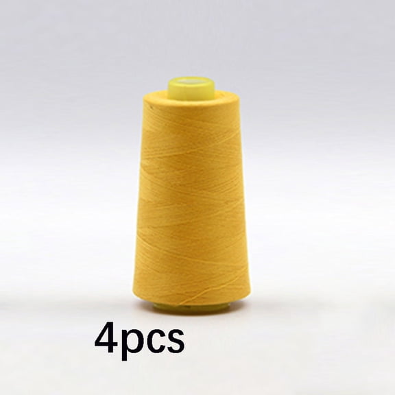 TUWAFE 4-Pack Light Gold All Purpose Sewing Thread Cones(6000 Yards Each)Of High Tensile Polyester Thread Spools for Sewing,Quilting,Serger Machines,Overlock,Merrow&Hand Embroidery