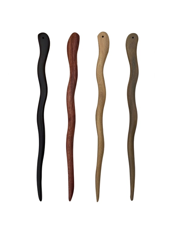 4 Pcs Vintage Wooden Hair Sticks for Women, Elegant Hair Styling Pins for Updos, Weddings, Parties, Daily Wear