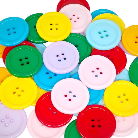 TUWAFE 40-Pcs 1-1/4" Large Resin Sewing Buttons, Bulk Assorted Colorful 4-Hole Craft Buttons for Clothing Knitting DIY Decoration, 30mm Buttons in 8 Colors for Sewing Crafts Scrapbooking Home Decor