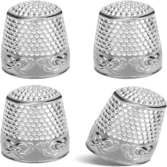 TUWAFE 4PCS Sewing Thimbles for Hand Sewing, Metal Finger Protector, Quilting Craft Accessories for Knitting Needlework DIY Tools