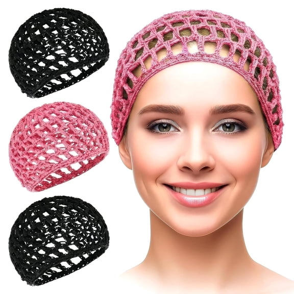 TUWAFE 4Pcs Crochet Hair Net for Sleeping-Breathable Mesh Hair Wrap Net,Lightweight Polyester Wrap Cap for Night Protection&Styling-Stretchable Size May Vary by 0.5-1",Home&Salon Use