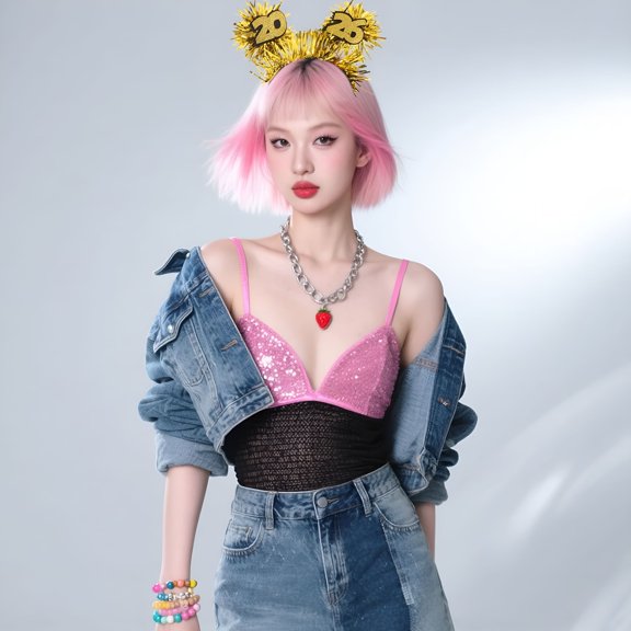 TUWAFE 4Pcs New Year Party Headbands with Glitter Tinsel Multi Color for Elegant Festive Style