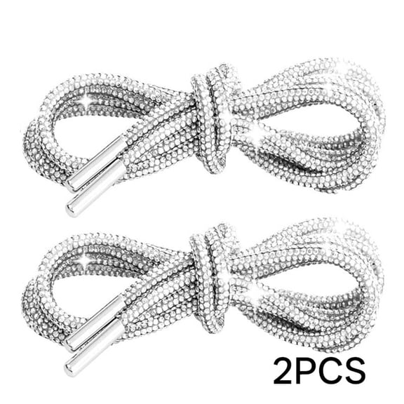 TUWAFE 4Pcs Rhinestone Rope Shoe Laces White Sparkly Shoelaces for Sneakers Boots and Tennis White Shoe Laces for Women