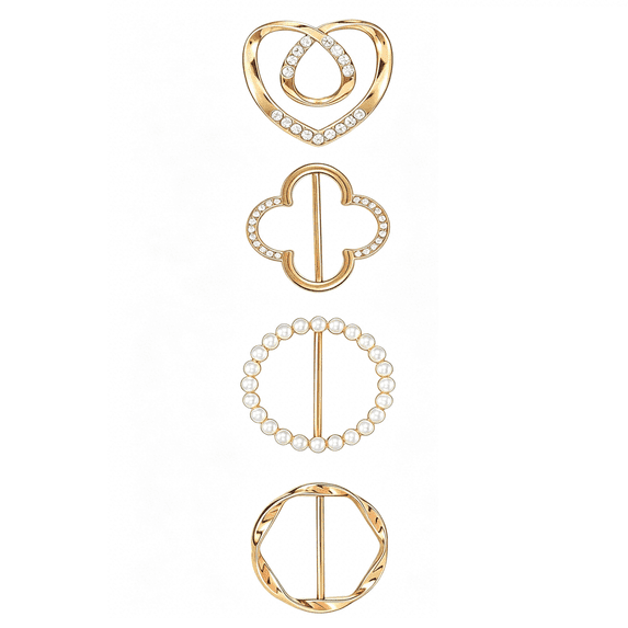 TUWAFE 4Pcs Scarf Ring Clip T-Shirt Tie Clips for Women,Shirt Clips to Tighten Tops for Women,Fashion Clothing Accessories