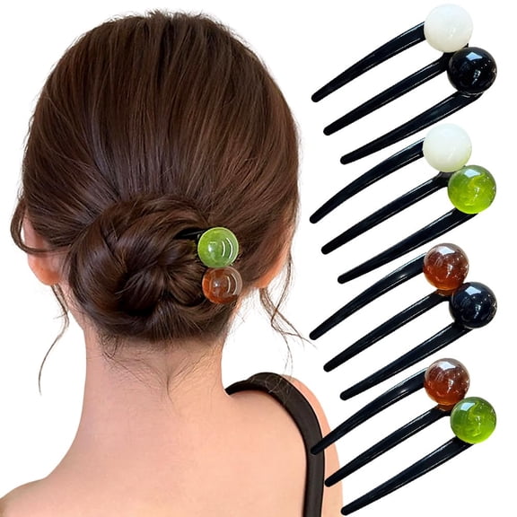 TUWAFE 4Pcs U Shaped French Hair Pin 3-fork Hairpins Vintage Pearl Beads Decorative Hair Pins for Women French Pin Plastic Hairpin Womens Fashion Hair Sticks For Bun Hairstyle Updo Accessories