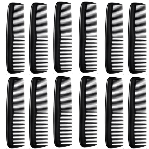 TUWAFE 5" Black Hair Comb Pocket Size Plastic Flexible Unbreakable Comb Comb Set for Black Hair, 12 Pieces