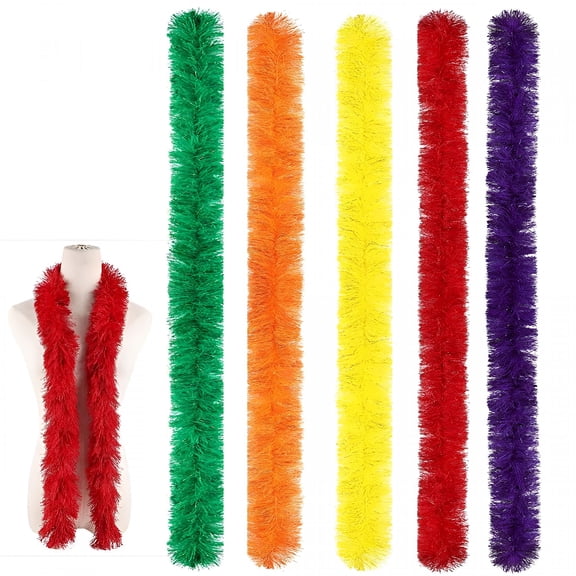 TUWAFE 5 Ft Colorful Feather Boas 5 Pcs Artificial Fluffy Boa Set Party Clothing Accessories Dance Costume Diy Crafts Decorations for Home Stage Christmas Wedding Birthday (Multicolor A)