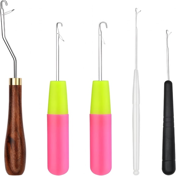 TUWAFE 5 PCS Latch Hook, Crochet Hooks for Hair, Latch Hook Kit for Rug Making, Braiding, and Crochet Craft