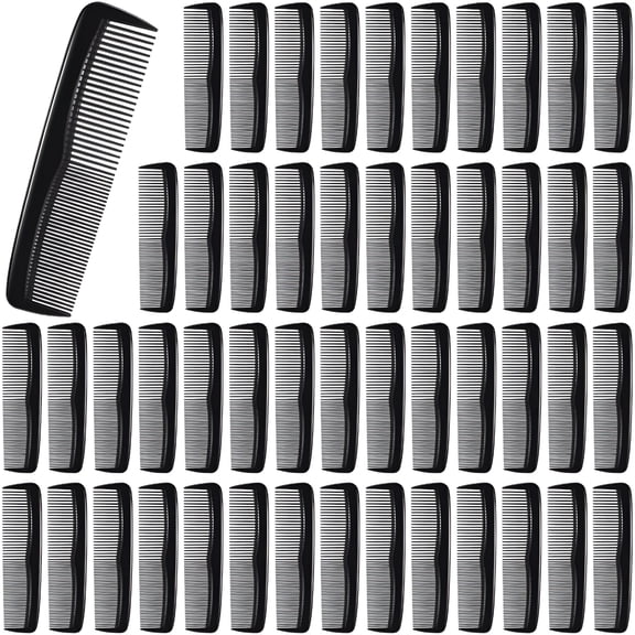 TUWAFE 50 Pcs Pocket Combs for Men 5 Inch Cutting with Wide And Fine Teeth Plastic Professional Barber Haircut Small Anti Static Combs for Women Grooming Accessories for Beard(Black)