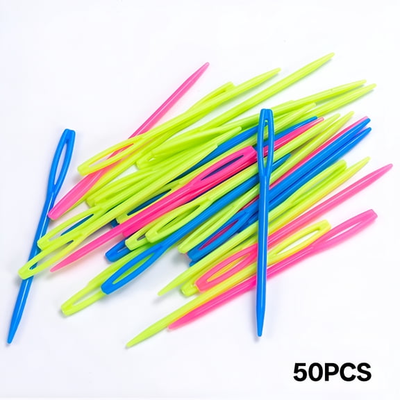 TUWAFE 50PCS Plastic Sewing Needles, Large Eye Plastic Yarn Needles with Box, 7cm\/2.76inch Plastic Needles for Yarn and Craft Plastic Sewing Needles for DIY Sewing Handmade Crafts