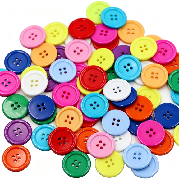 TUWAFE 50Pcs Mix Color Plastic Resin Circle Big Buttons, 4 Holes, 30Mm, for Diy Craft Sewing Large Buttons (1 1/4") (Mixed Color)