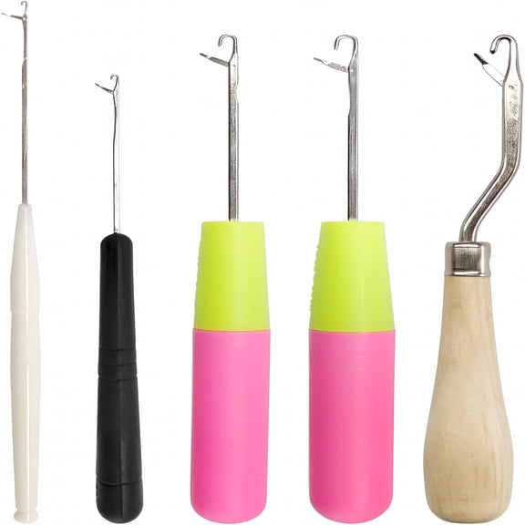TUWAFE 5PCS Latch Hook,Different Sizes Small Crochet Hooks Needle for Hair