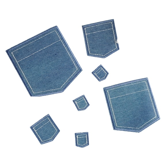 TUWAFE 5Pcs Iron on Appliques Jeans Pocket Shape Iron on Fabric Patches for Clothes Jackets Hat Shoes Sewing Accessories