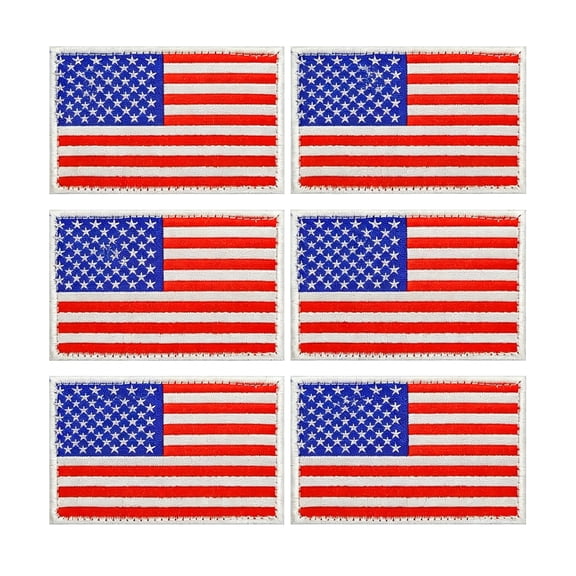 TUWAFE 6 Pack Usa Flag Embroidered Patches,3.1 X 1.9" American Flag Iron-On Patches for Jackets,Backpacks,Hats,Independence Day,National Holidays,And Patriotic Events