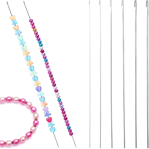 TUWAFE 6 Pcs Beading Needles for Jewelry Making, 6 Thickness Styles Bead Spinner Needles Long Straight Beading Thread Needle Needle-Free Beadings Supplies for Beaded Bracelets