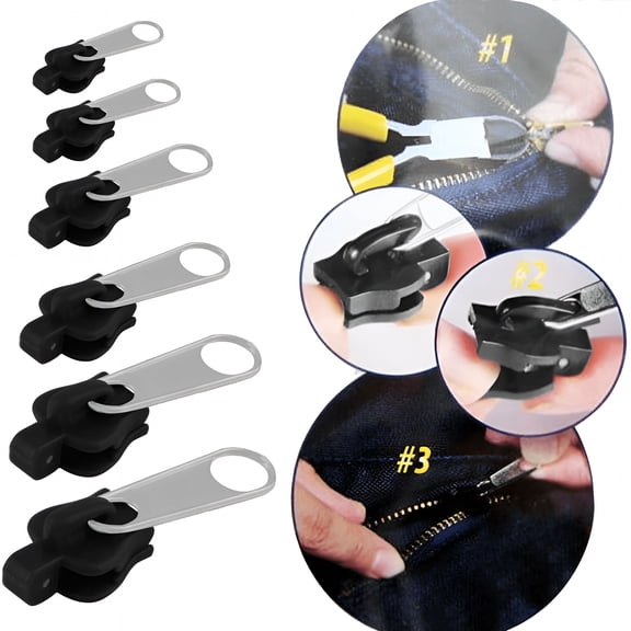 TUWAFE 6 Pcs Fix Zipper Zip Slider Repair Instant Kit Removable Rescue Replacement Zipper Replacement