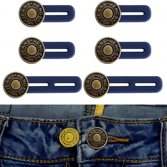 TUWAFE 6 Pcs Jean Button Extender, Retractable No Sew Waistband Expanders for Pants & Collar, 2 Sizes