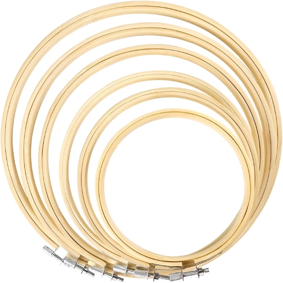 TUWAFE 6 Pieces Embroidery Hoop Set Circle Cross Stitch Hoop Ring 4 Inch to 10 Inch for Embroidery and Cross Stitch