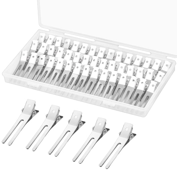 TUWAFE 60 Pcs Double Prong Pin Curl Clips, 1.8 Inch Duck Billed