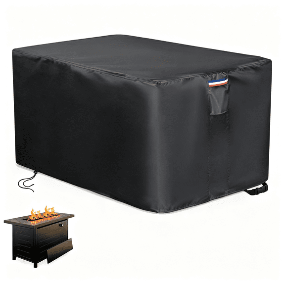 TUWAFE 600D Fire Pit Cover Rectangular 43" Propane Firepit Table Cover|43"Lx25"Wx25"H,Waterproof Outdoor Gas Firepit Table Cover for Rectangle Fireplace,Outdoor Furniture Covers for Patio Tables