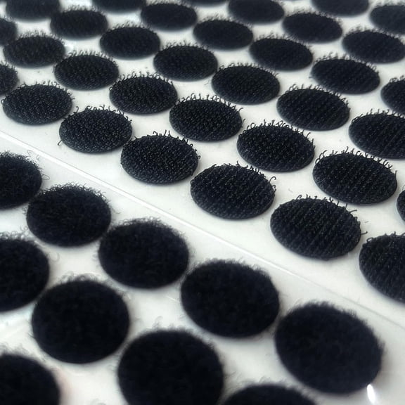 TUWAFE 600Pcs(300 Pairs) 0.59" Diameter Strong Sticky Round Nylon Dots,Hook and Loop Dots with Adhesive,Very Suitable for Classroom,Office,Home Dots for Classroom(Black)
