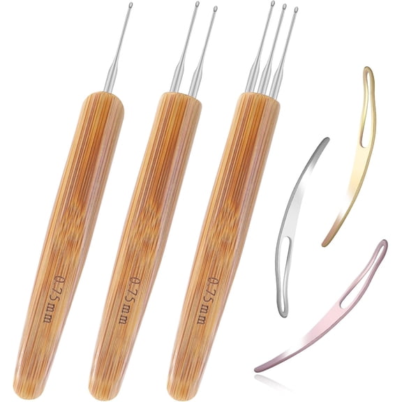 TUWAFE 6PCS Dreadlock Crochet Needle for Dreadlocks, Durable 0.75mm Dreadlock Crochet Hooks for Hair with Interlocking Tool, Excellent for Maintaining Real Dread Loc