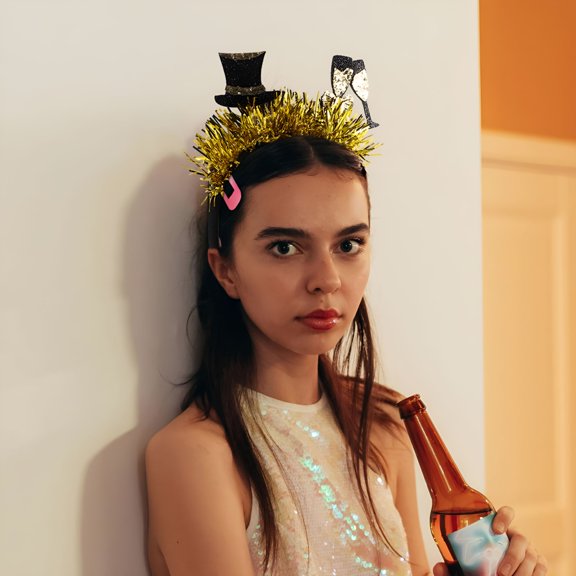 TUWAFE 6Pcs Glitter New Year Headbands Star Hairband Design Festive Headwear for New Years Eve Celebration