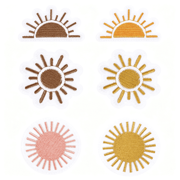 TUWAFE 6Pcs Sun Iron on Patches for Clothes,Sun Vintage Patches Small Iron on Patches Boho Hippie Applique Embroidery Patches for Clothing Jeans Backpacks Hat Jacket Crafts Diy
