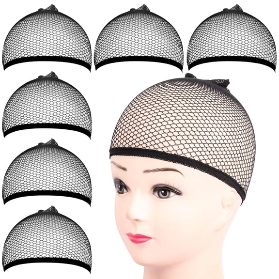 TUWAFE 6Pcs Wig Cap, 6Pcs Black Mesh Wig Cap Net, Closed End Hair Mesh Net, Liner Weaving Caps for Women, Men, Kids, Wig Caps for Halloween, Cosplay Breathable Wig Cap