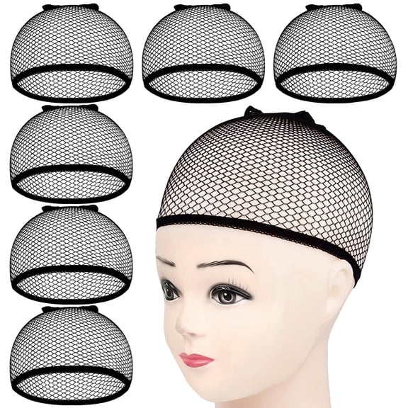 TUWAFE 6Pcs Wig Cap Non Slip,Black Mesh Net Wig Caps for Women Men,Weaving Hair Net Close End Fishnet