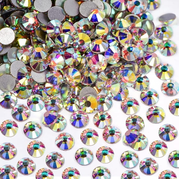 TUWAFE 8.7Mm Crystal Ab Flatback Rhinestones for Crafts,Nails Art Clothes Bags Shoes Decorations Glass Stone 0.34Inches Ss40,144Pcs Glue Fix Glass Flat Back Crystal Rhinestones
