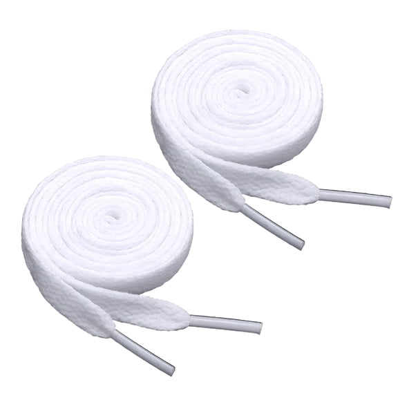 TUWAFE 8Mm Flat White Shoelaces for Sports and Casual Shoes of Boys and Girls White Shoe Laces for Sneakers for Sneakers,Trainers,Running Shoes,Canvas Shoes,School Shoes