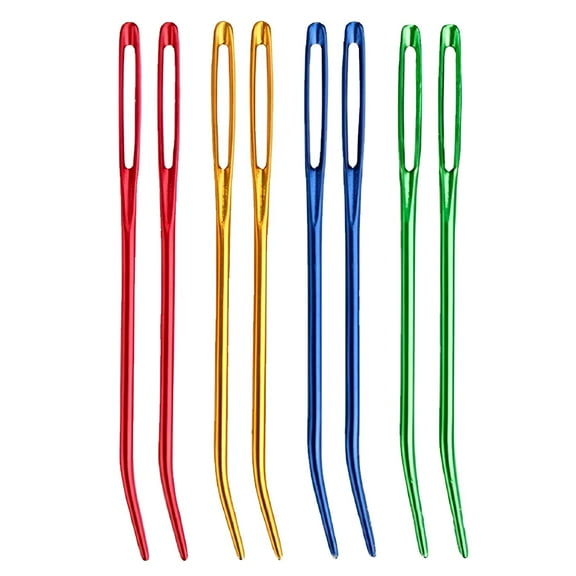 TUWAFE 8Pcs Large Eye Yarn Needles, Anodized Aluminum Knitting & Darning Needles for Crochet, Embroidery, Tapestry Weaving, Chunky Thread Sewing & Mending, Hand Craft Accessories