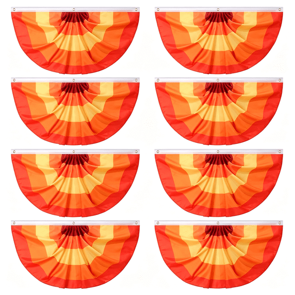 TUWAFE 8Pcs Thanksgiving Fall Bunting for Outside,Red,3X1.5 Ft,Thanksgiving Fan Flag,Autumn Hanging Banner Outdoor with 3 Grommets for Holiday Porch Yard Window Halloween Decorations