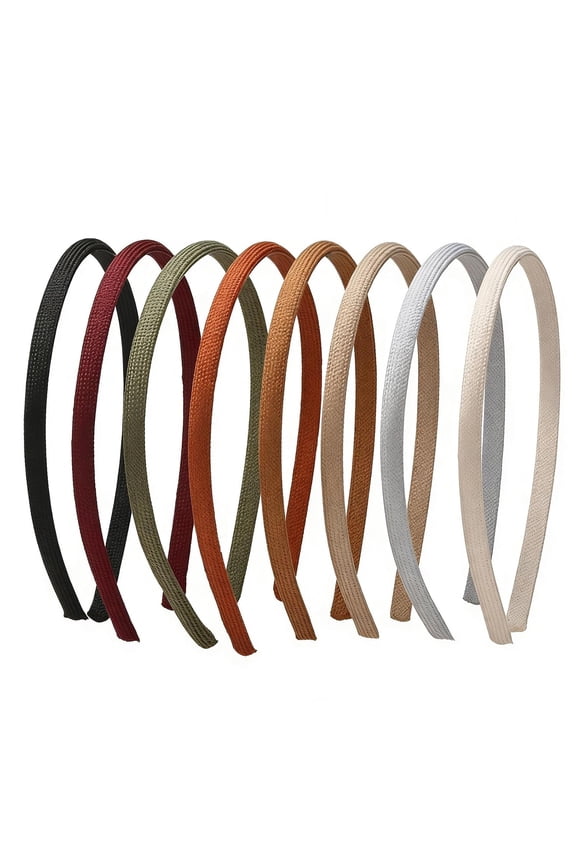 8Pcs Thin Headbands for Women Girls,No Headache Pressure Comfortable Headbands for Women,Non Slip Neutral Colors Soft Fabric Skinny Narrow Hairbands Head Bands