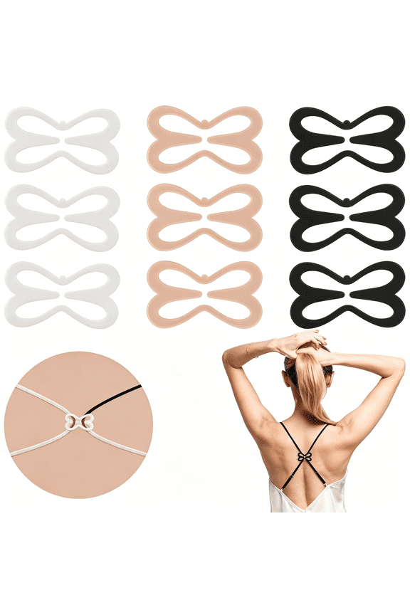 9 Pcs Bra Strap Clips for Racerback Bra Clips for Back Anti-Slip Cross Back Clip Buckles for Conceal Straps and Cleavage Control