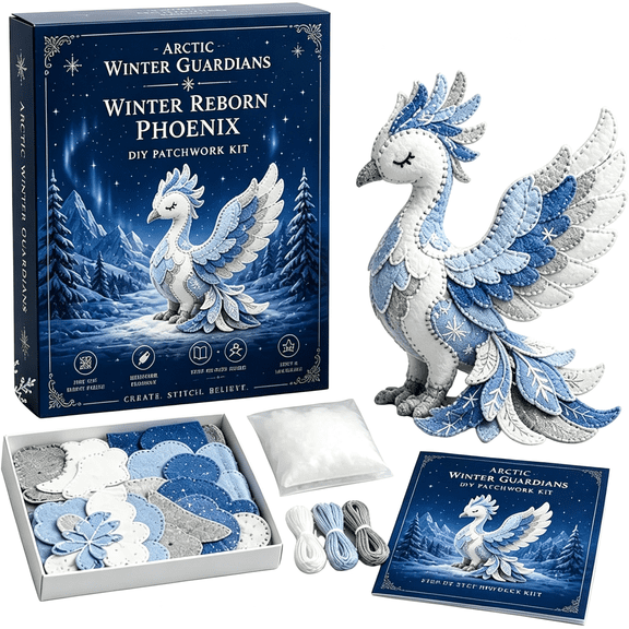 TUWAFE Arctic Winter Guardians Diy Patchwork Kit,Polar Mythical Creature Stitching Assembly Bundle,Pre-Cut Handmade Craft,Three Dimensional Stuffed Animals Holiday Home Decor Present(C)
