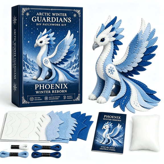 TUWAFE Arctic Winter Guardians Diy Patchwork Kit,Polar Mythical Creature Stitching Assembly Bundle,Pre-Cut Handmade Craft,Three Dimensional Stuffed Animals Holiday Home Decor Present(G)