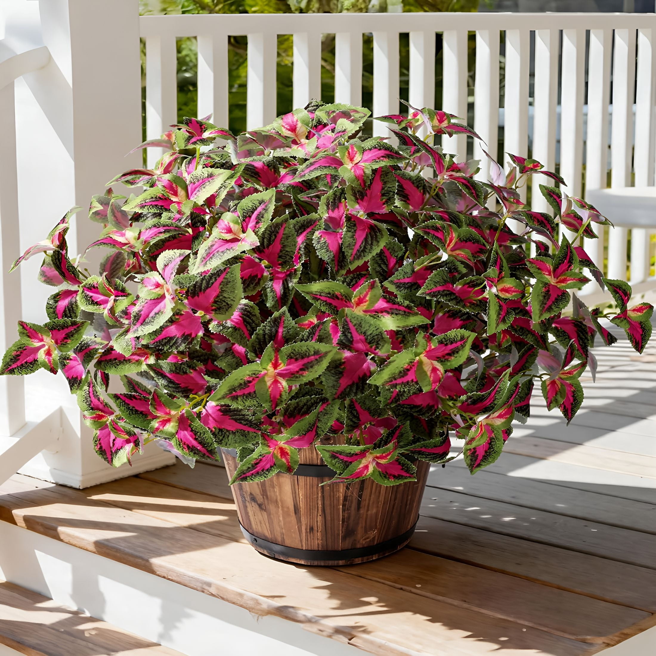 TUWAFE Artificial Greenery Plants Outdoor,5 Pcs Faux Coleus Plants Uv Resistant Silk Plants with Stems,Fake Plants for Outside Garden Patio Hanging Planter Pathway Front Porch Decoration(Red)