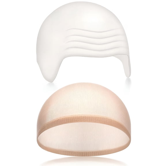 TUWAFE Bald Caps with Hair Net Halloween Makeup Bald Head Wigs Caps Fake Bald Wigs Costume Accessories Kids Adults Men Women
