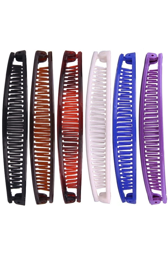 Banana Clips Hair for Thick Fine Vintage Classic Clincher Combs Clamp Grip Large Ponytail Holder Women Curly Claw Barrettes Double Clip Classic Banana Hair Clip